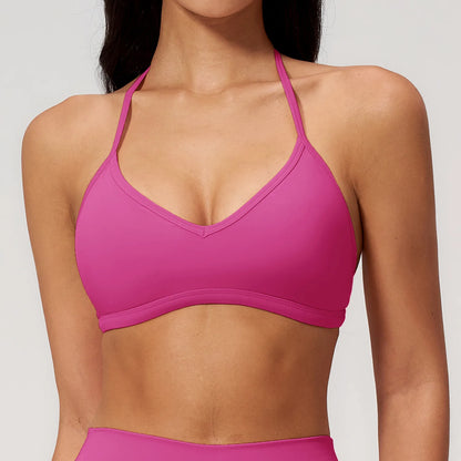 Women Yoga Bra Hanging Neck Sports Bra Gym Top Running Push Up Breathable Sports Underwear Women Fitness Bra Workout Top Women