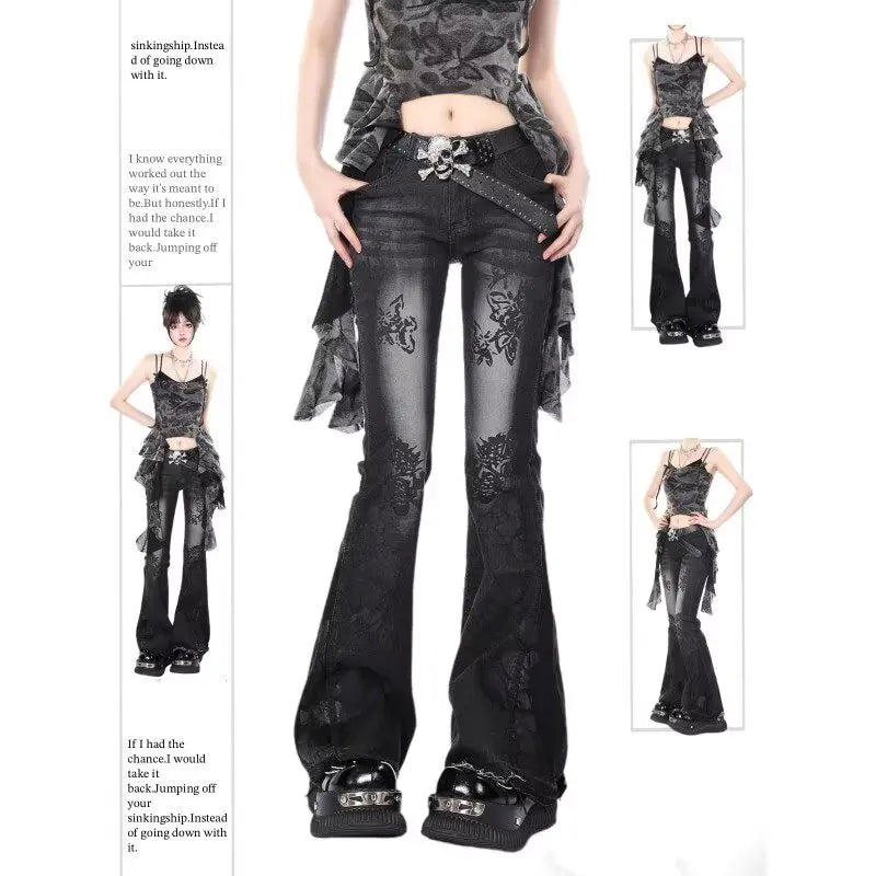 Flared Jeans for Woman Jorts Jeans Pants Women Shoujo Girl Style Women's Spring Clothes Coquette Jean Baggy Y2k Clothing Denim