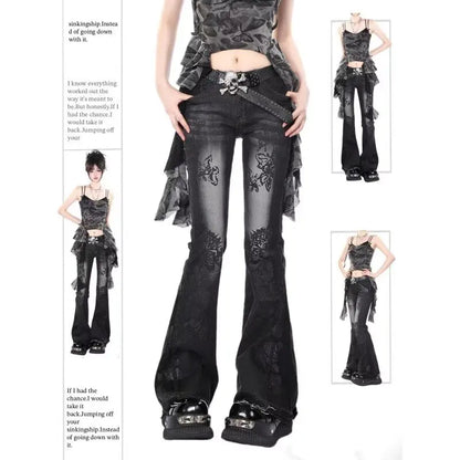 Flared Jeans for Woman Jorts Jeans Pants Women Shoujo Girl Style Women's Spring Clothes Coquette Jean Baggy Y2k Clothing Denim