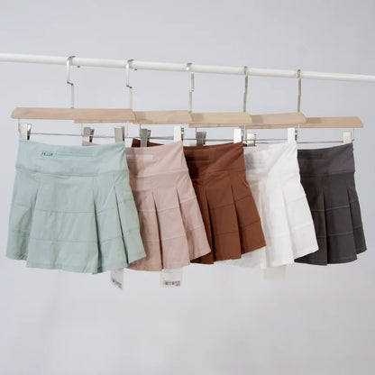 LULU FLORA Solid Color Women's Summer Sport Yoga Shorts High-Waisted Tight Simple Quick-Dry Breathable Tennis Pleated Skirt