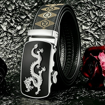 POYYAS Stylish Metal Buckle Men Belt for Women Printed Letter Animal Dragon Pattern Alloy Buckle - Fashion Daily Decoration Jeans Belt - Fashion Letter M Pattern Design Perfect Accessory for Business and Casual Belt