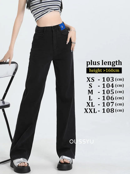 New Summer Soft Lyocell Jeans Women Blue Khaki White High Waist Straight Thin Wide Leg Denim Pants Y2k Loose Female Clothing 2XL