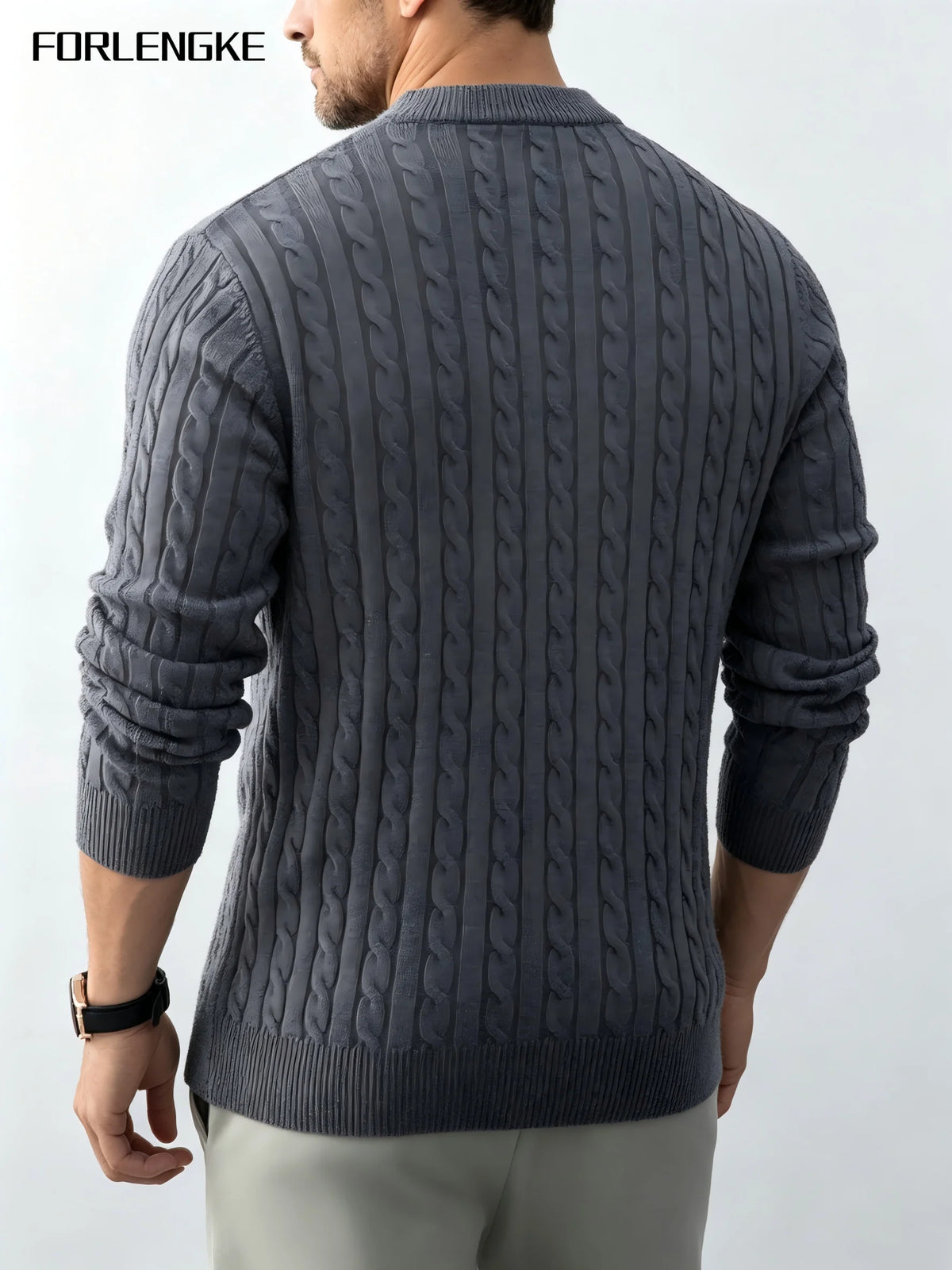 FORLENGKE Men's Business Casual Half Zip Mock Neck Cable Knit Sweater, Soft Warm Acrylic Long Sleeve Pullover for Fall Winter Of