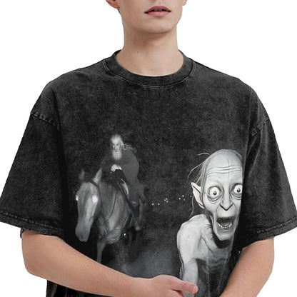 Gollum Lords Rings Funny Meme T Shirts Hip Hop Washed Short Sleeve Harajuku T-Shirt Casual for Men Women Streetwear Printed Tees