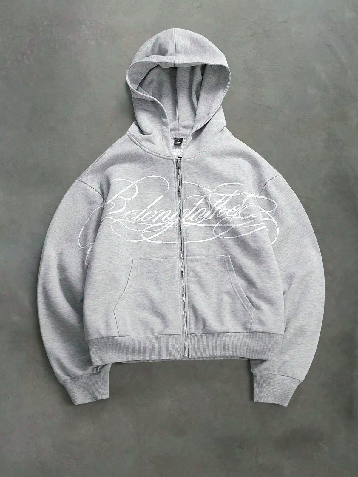 Autumn Streetwear Cropped Zip Up Hoodie Men Letter Graphic Print Front Pocket Oversized Loose Sweatshirt Casual Daily Wear 2026