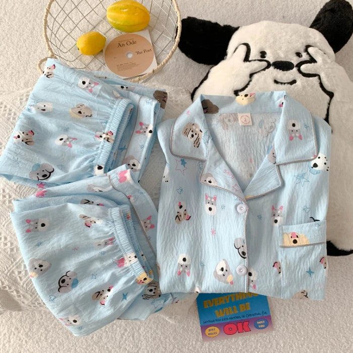 Polka Dot Elegant Women 3PCS Pajama Set Sleepwear Pajama Set Top and Pant with Shorts 3 Piece Set Home Suit Sweet Outfits Y2K