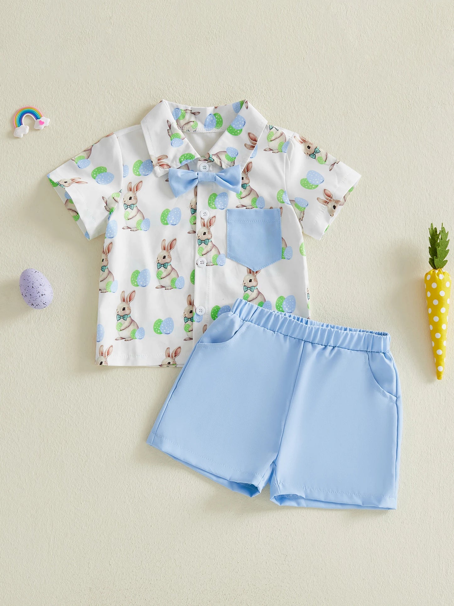 Baby Girls Easter Outfits Pink Floral Bunny Print Ruffle Sleeve Romper with Matching Headband 2 Pcs Set for Toddler