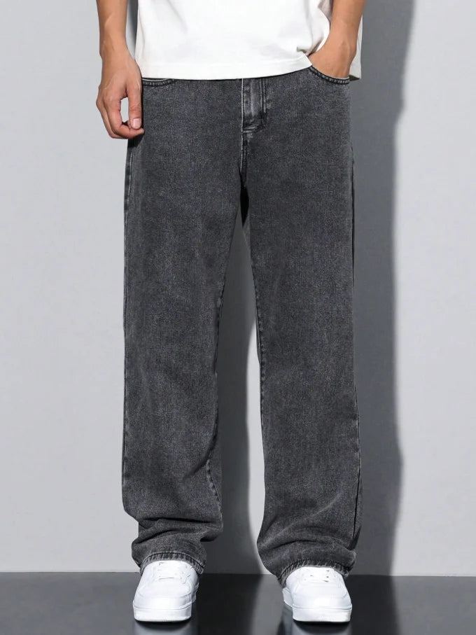 2026 New Style Streetwear Straight-Leg Jeans for Men, Fashionable Straight-Leg Loose-Fit Denim Pants