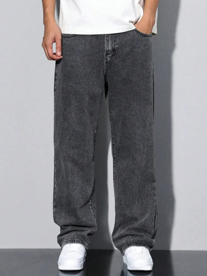 2026 New Style Streetwear Straight-Leg Jeans for Men, Fashionable Straight-Leg Loose-Fit Denim Pants