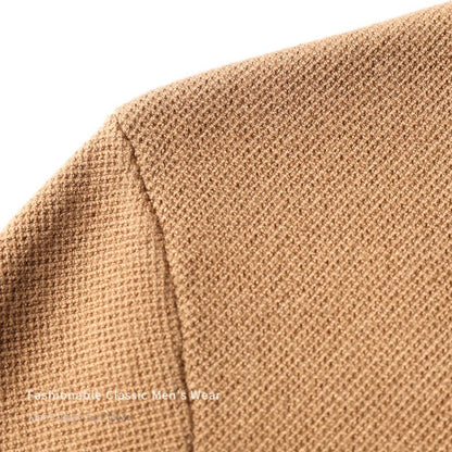 Men's 500g Wool-Blend Knit Sweater - Camel Fake Layered Collar (Black/Navy/Light Gray) Vintage Business Casual Style