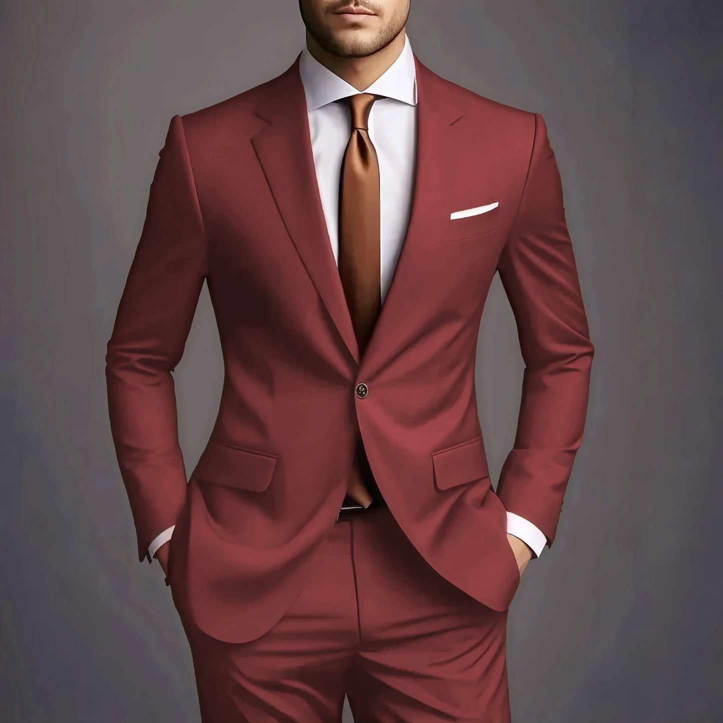 2026 New Luxury Elegant Men's Suits 2 Piece Set Fashion Korean Casual Slim Fit Social Groom Wedding Tuxedo