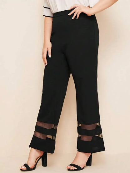 Modelyn Plus Mesh Insert Flare Leg Pants