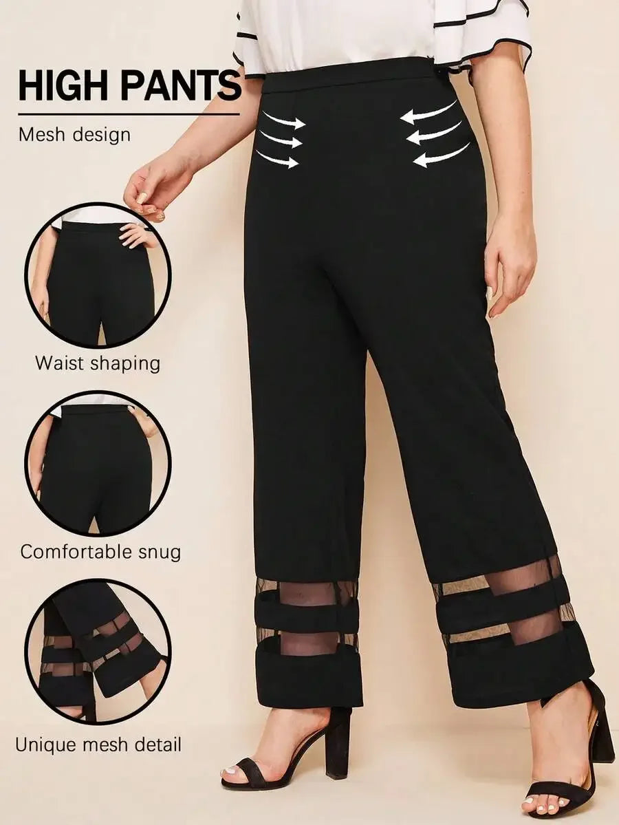Modelyn Plus Mesh Insert Flare Leg Pants