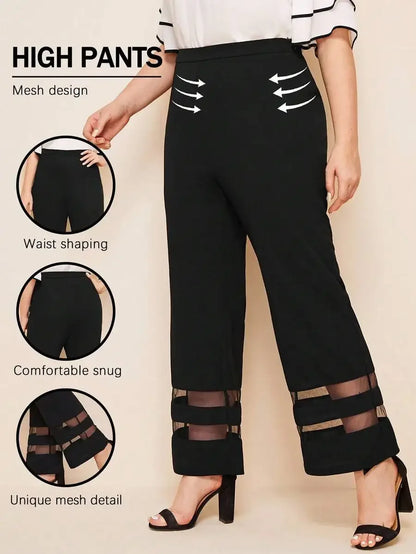 Modelyn Plus Mesh Insert Flare Leg Pants