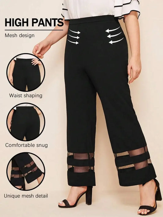Modelyn Plus Mesh Insert Flare Leg Pants