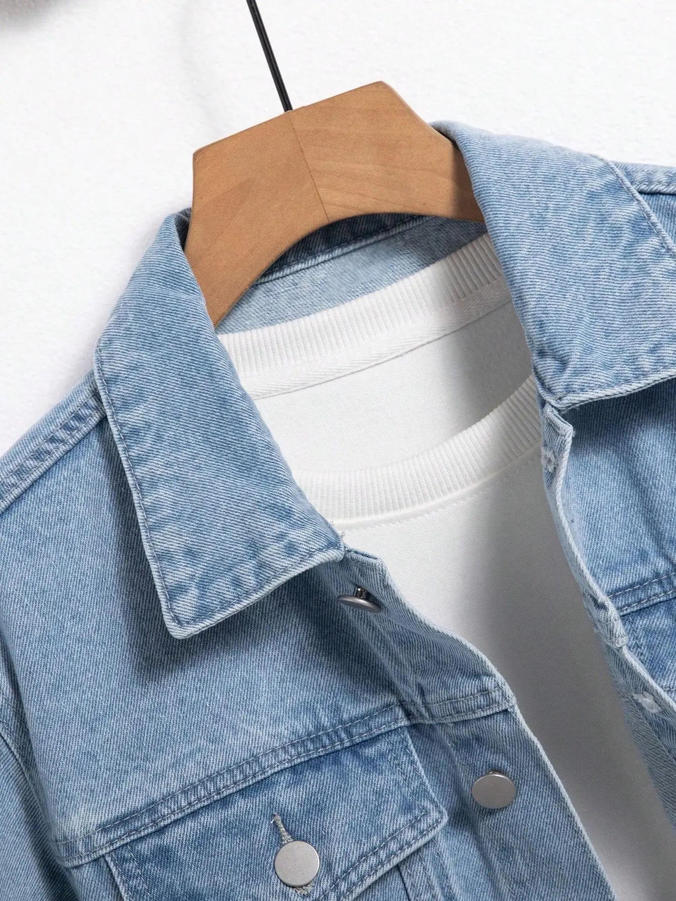 Men's denim jacket for spring and autumn. Blue denim coat. Daily casual wear. Fashion trend.