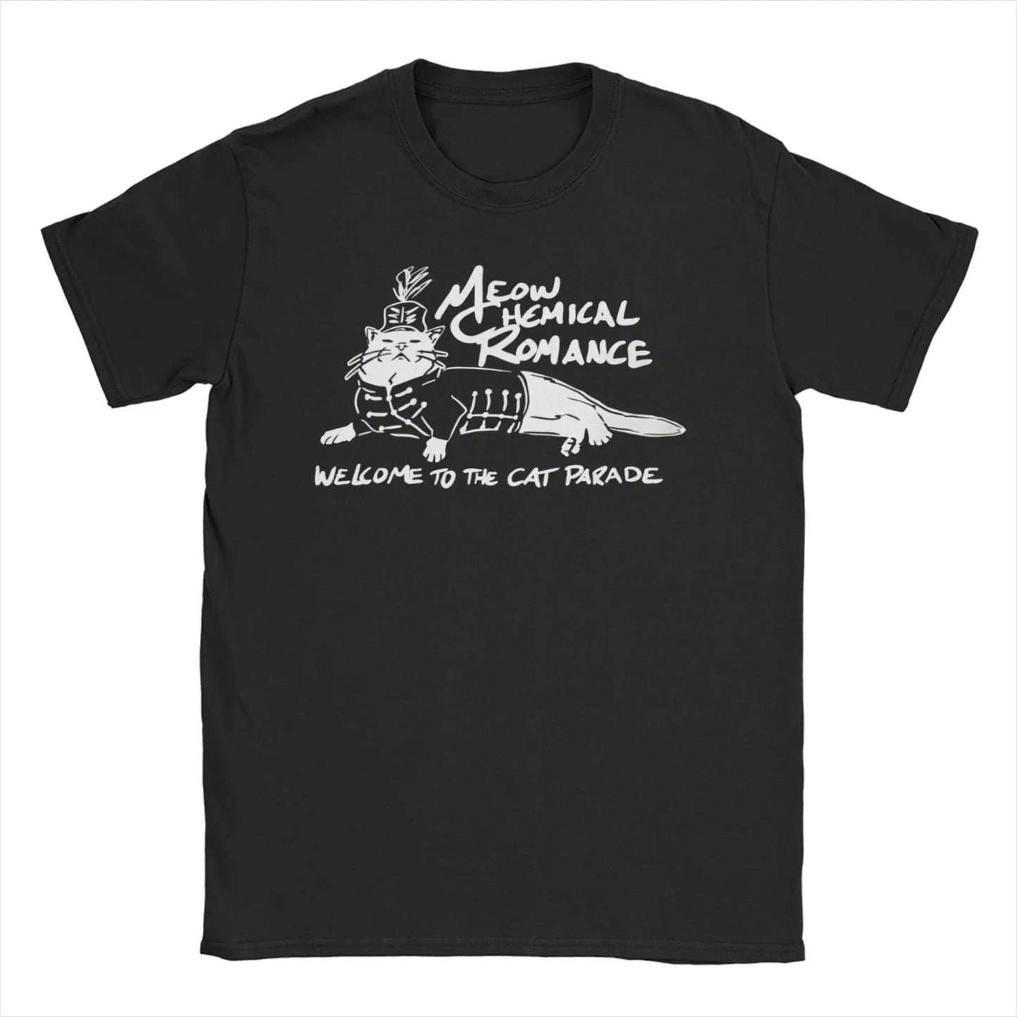 Short Sleeved Round Neck Y2k Tshirt Men Clothing New in Top & Tees Mens T-Shirt Cat Parade Band Punk My Chemical Romance