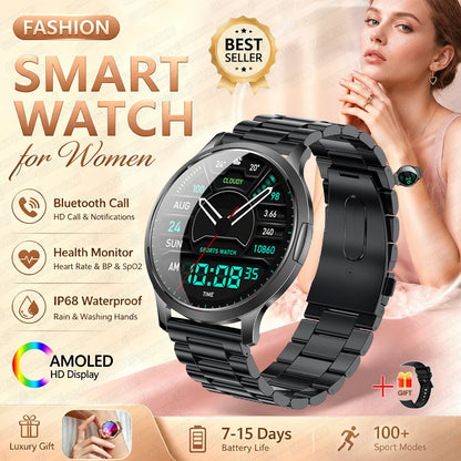 Fashion Women Smart Watch 1.32”AMOLED 100+dials Heart Rate Blood Oxygen Blood Pressure Monitoring Waterproof Give a Gift 2026New