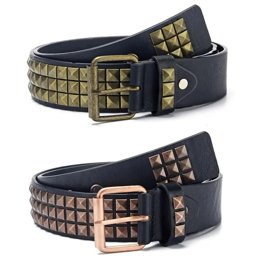 Fashion New Square Bead Rivet Belt Metal Pyramid Belt Men and Women Punk Hardware Jeans Belt Y2K Belt Designer Belt Women's Bel