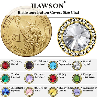 HAWSON Men's Crystal Button Cover, Birthstone Button Cover Plain Shirt and French Shirt Accessory Gift.