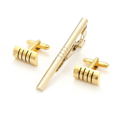 High-end Gold Color Cufflink Tie Clip Set Cufflink Shirt Collar Clip Men's Business Luxulry Jewelry Wedding Accessories