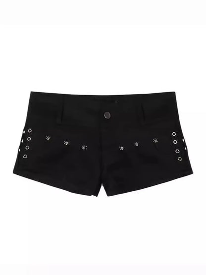 Y2K Denim Shorts Women Skinny Popular Streetwear Daily Personality Students Holiday Fashion Sexy Retro Leisure Gothic Rivet Jean