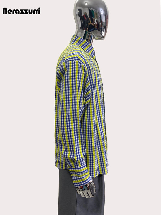 Spring Autumn Multicolored Colorful Lace Patchwork Shirt Men Chic Elegant Luxury Designer Menswear Fashion Clothes