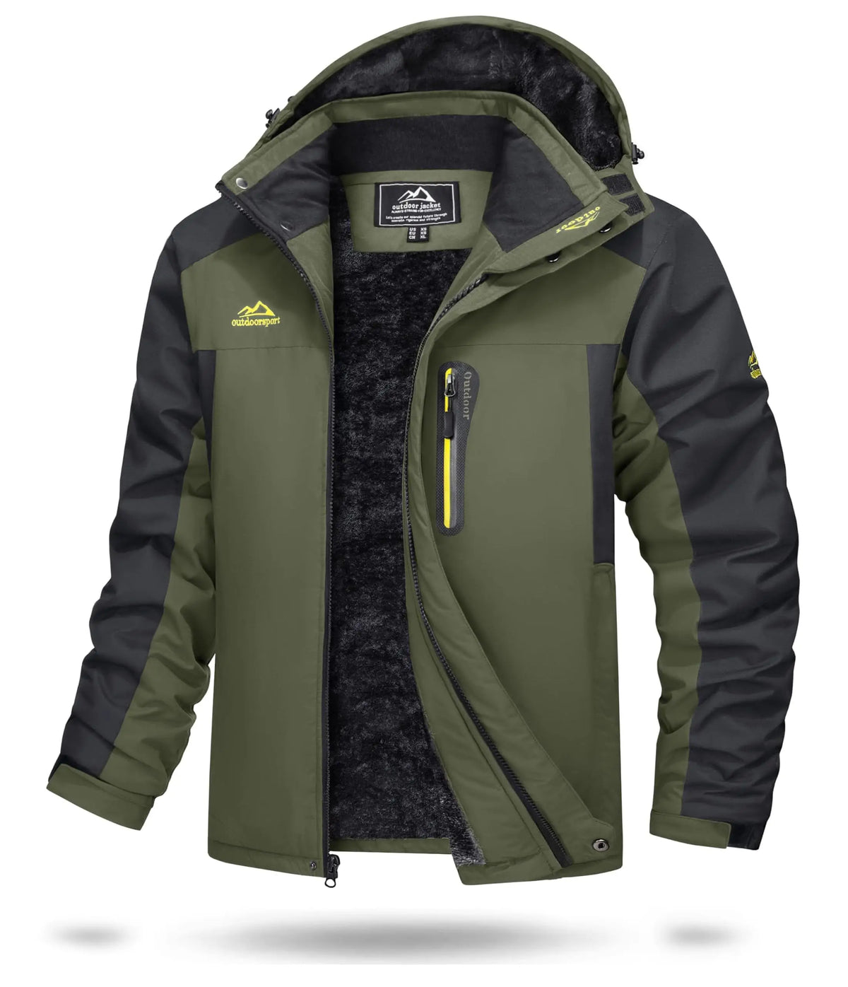 Men's Winter Jacket Waterproof Windproof Fleece Lined Parka Warm Thermal Coat with Removable Hood Outdoor Ski Snowboard Jacket