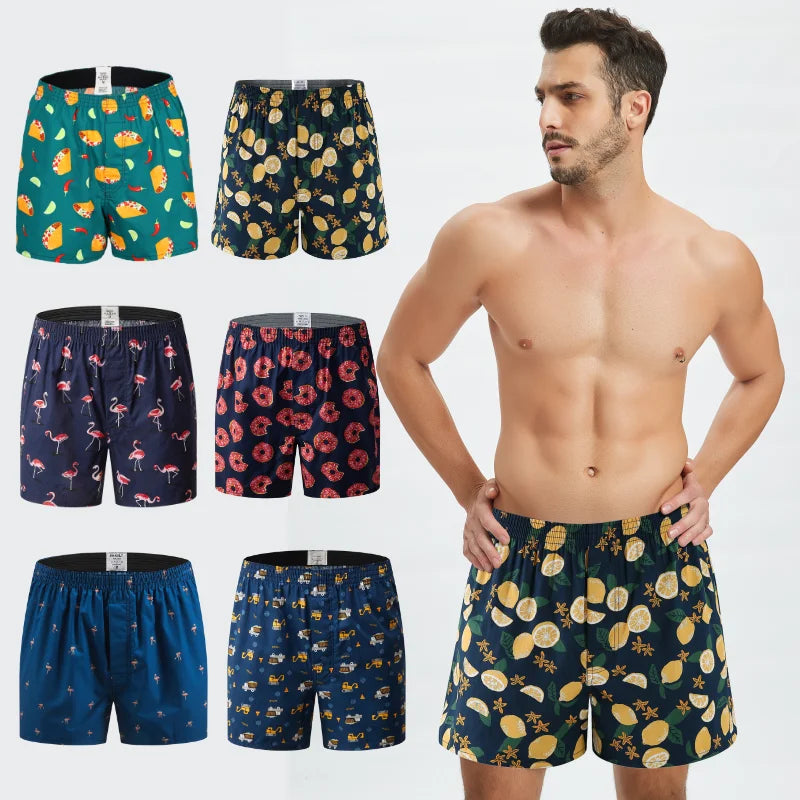 3PCS 100% Cotton Men's Boxer Briefs Men's Sports Shorts Home Comfort Casual Men's Panties Loose Soft Men's Underwear Aro Pants
