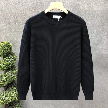 Men's Sweater Vertical Stripes Round Neck Pullovers High Quality Inner Soft Knitted Fashion Versatile Undershirt