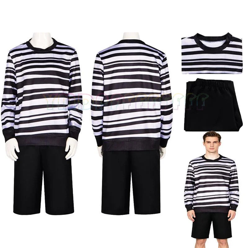 Anime Brother's Disguise Stripe Set Top Pants Halloween Easter Fantasy Carnival Party Gift
