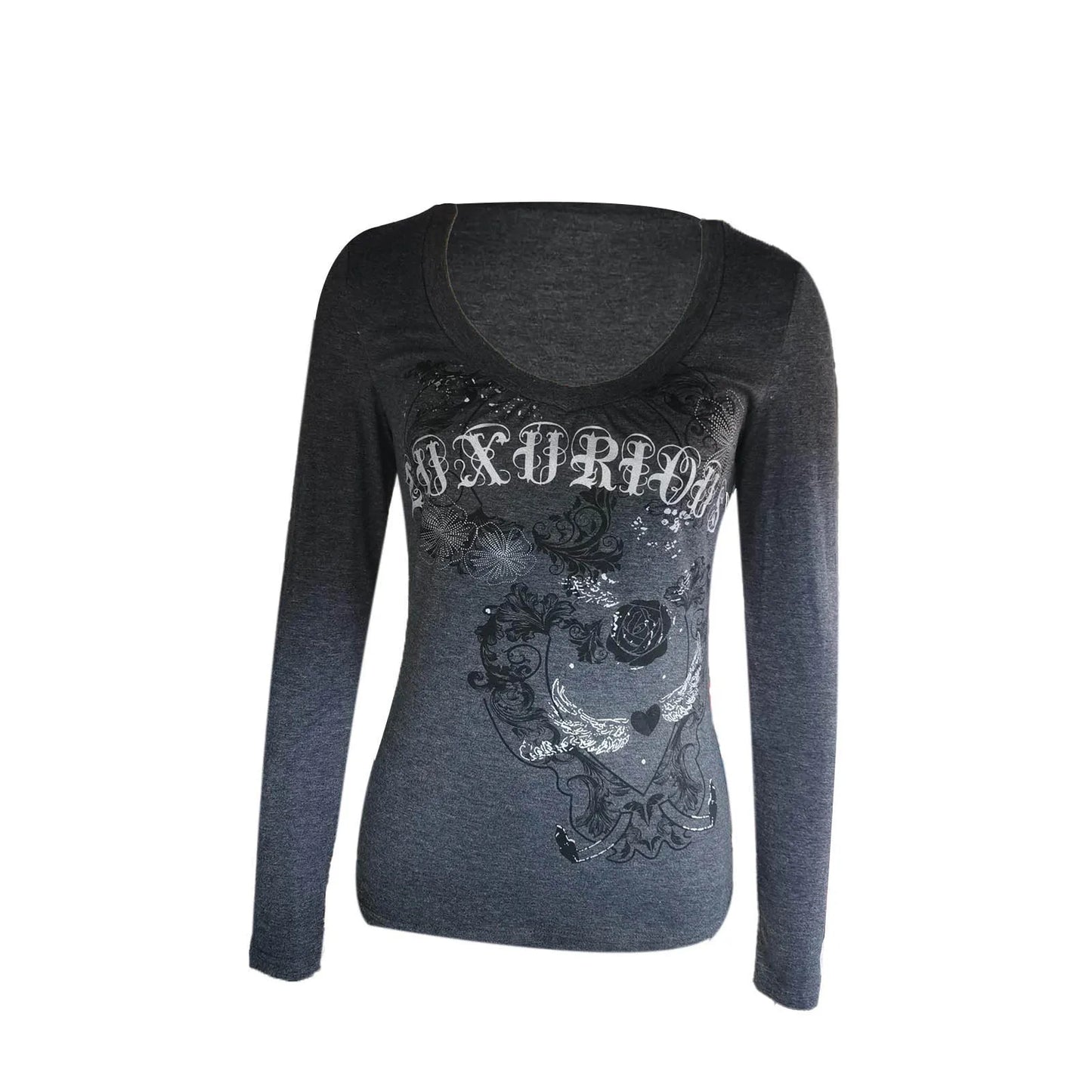 Women Autumn Fairy Grunge T-shirts Tops Y2K Long Sleeve Vintage Graphic Shirts E-Girls Aesthetic Tees Gothic Clothes Streetwear