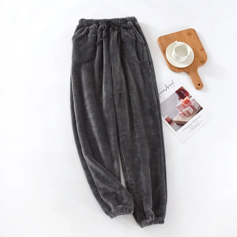 New men's home pants thick flannel warm pants autumn and winter large-size coral fleece trousers pajama pants