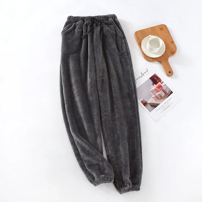 New men's home pants thick flannel warm pants autumn and winter large-size coral fleece trousers pajama pants