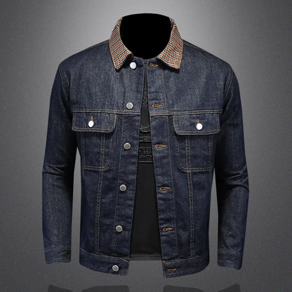 2024 New Fashion Handsome Trend Classic Wash Denim Coat Men Patchwork Collar Men's Coat  Denim Jacket  Techwear Coat