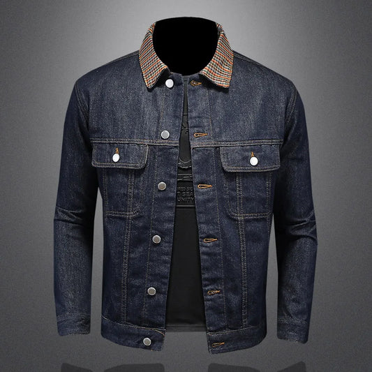 2024 New Fashion Handsome Trend Classic Wash Denim Coat Men Patchwork Collar Men's Coat  Denim Jacket  Techwear Coat