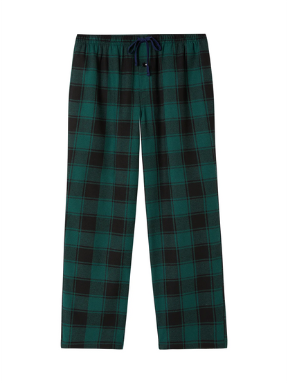 Men's Pajama Bottom Flannel Trendy Plaid Solid Casual Comfy with Pocket Warm Loose Sleeping Pants Stretchy Elastic Waistband