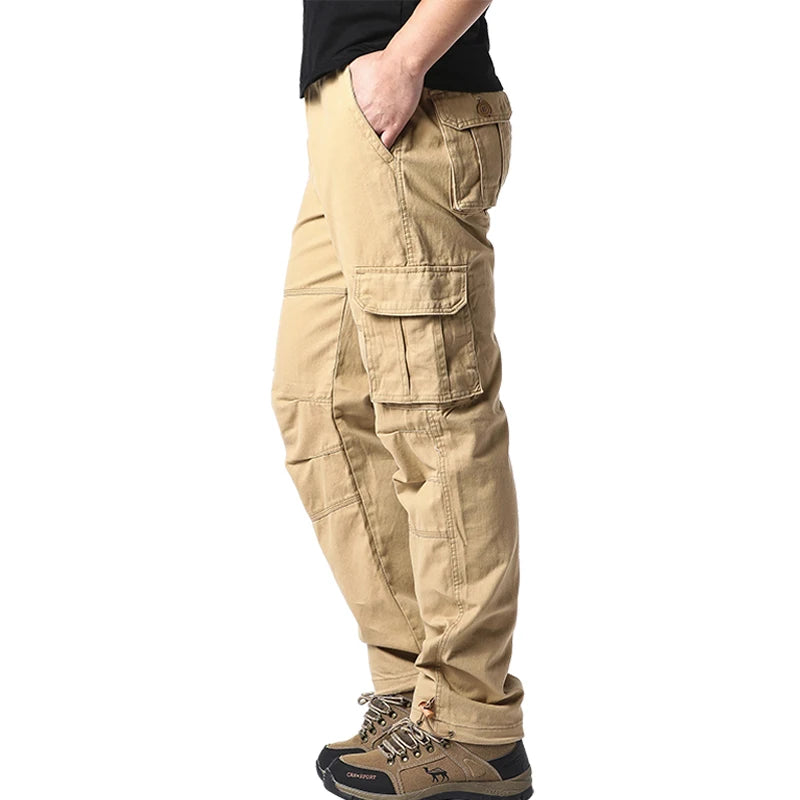 Large Pocket Loose Overalls Men's Outdoor Sports Jogging Tactical Pants Elastic Waist