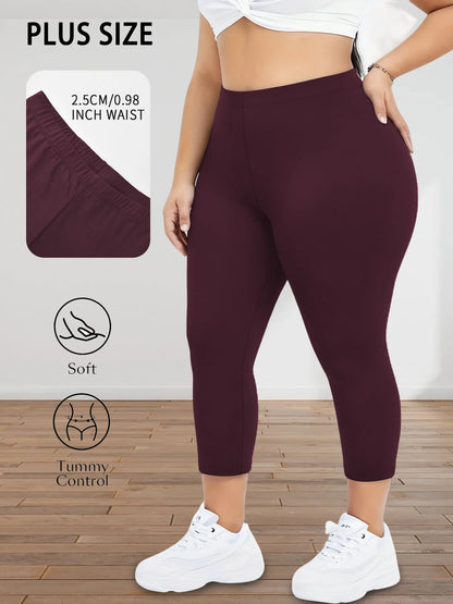 Plus Size Super Soft Capri Pants for Women No See Through Workout Running Yoga Athletic Leggings