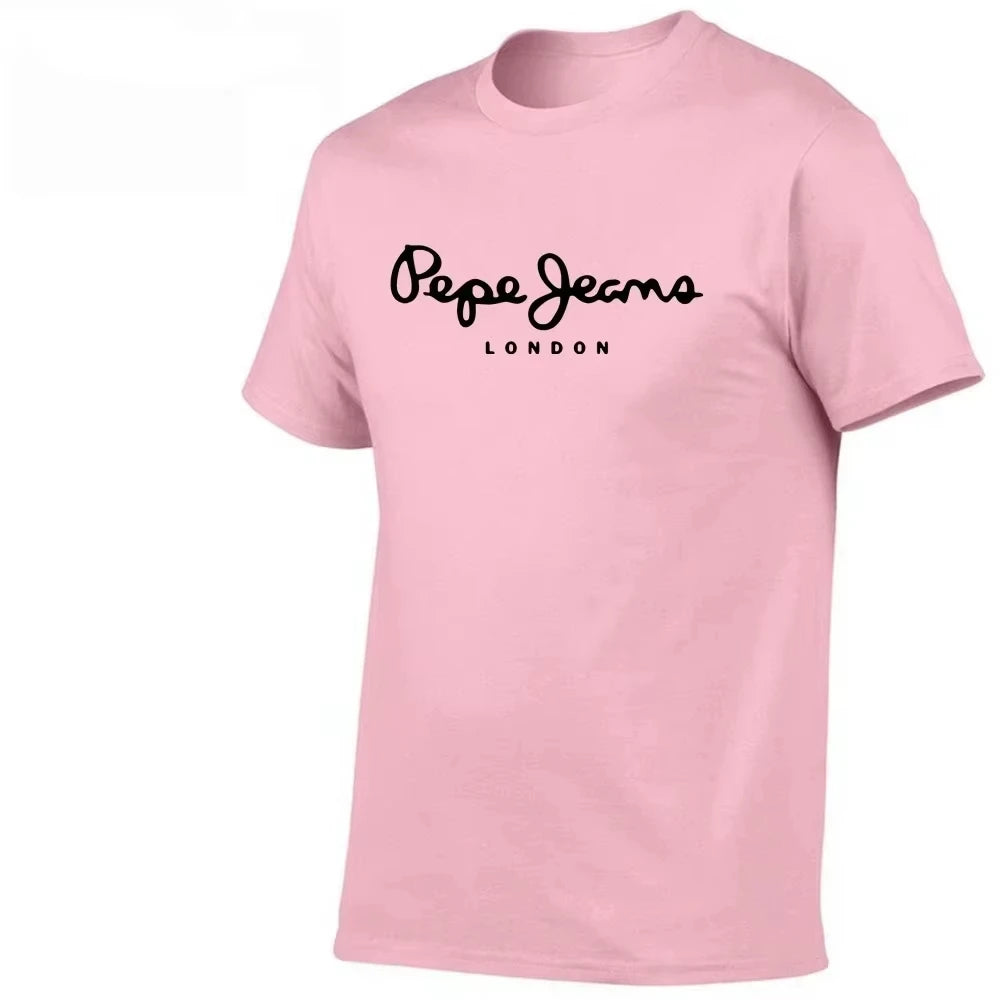 2026 New Pepe Jeans London Logo T-Shirt, Summer Men's Short-Sleeve Trendy Fashionable Pure Cotton Top, Street Style T-Shirt Clot