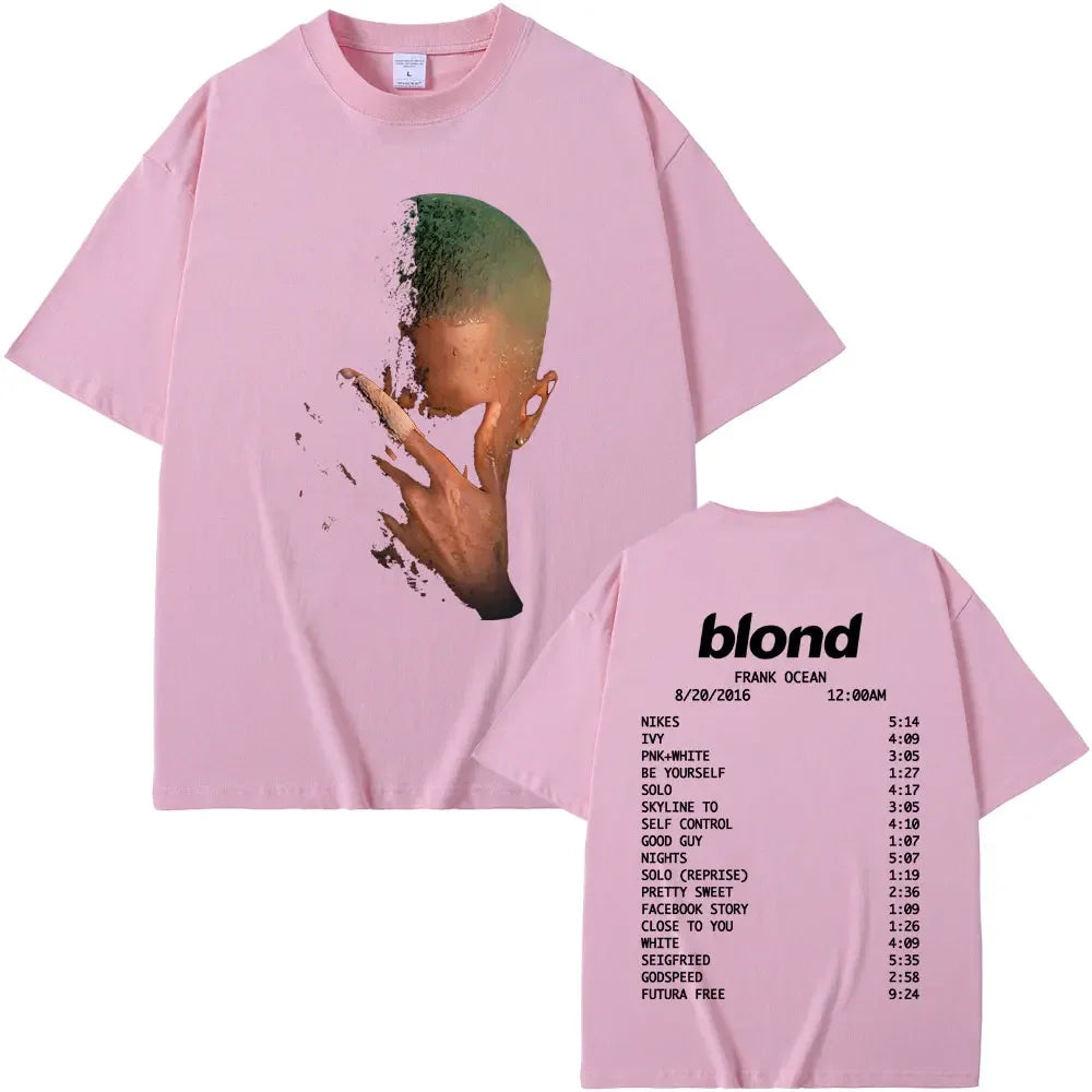 Rapper Frank Fashion Vintage Graphic T-shirts Men Women Ocean Hip Hop Trend T Shirts Blond  T-shirt Man Tshirt