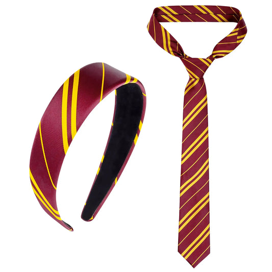 Burgundy and yellow striped headband, wizard costume accessory set, suitable for female adult girls to cosplay parties