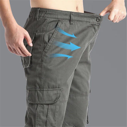 Large Pocket Loose Overalls Men's Outdoor Sports Jogging Tactical Pants Elastic Waist