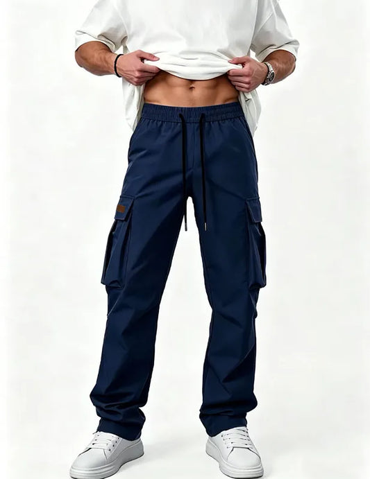 2026American style high street multi pocket workwear pants for men's new trendy loose straight leg versatile casual long pants