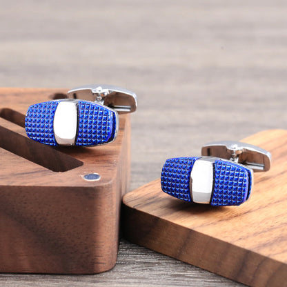 Luxury Brand Oval Shape Silver Plated Cufflinks Copper Blue French Style Shirt Cuffs Mens Wedding Party Dress Jewelry Accessorie