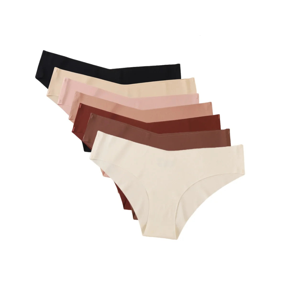 7Pcs/Set Women's V-Waist Panties Seamless Low-Waist Bikin Briefs Ladies Sexy Lingerie Ice Silk No Show Invisible Underwear XS-XL