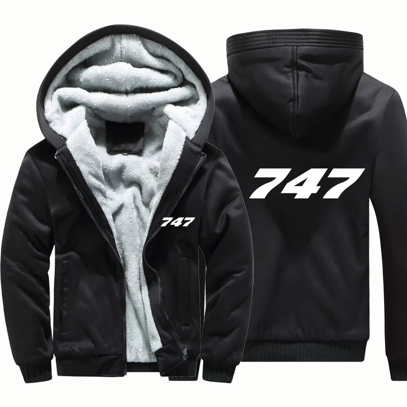 Hooded 747 Aviation Pilots Flight Fleece Warm Wool Thick Men Coat Jackets Autumn Winter Hoodies Sweatshirts