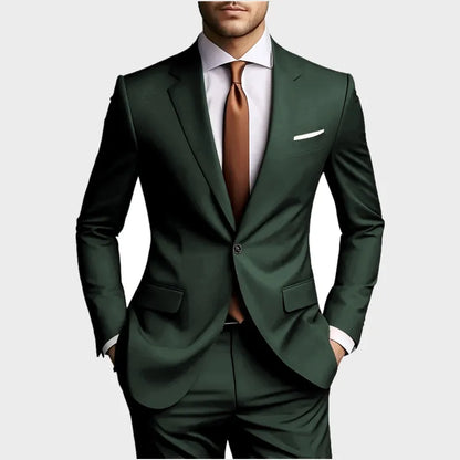 2026 New Luxury Elegant Men's Suits 2 Piece Set Fashion Korean Casual Slim Fit Social Groom Wedding Tuxedo