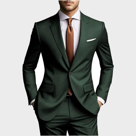 2026 New Luxury Elegant Men's Suits 2 Piece Set Fashion Korean Casual Slim Fit Social Groom Wedding Tuxedo