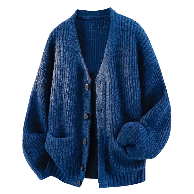 Men's Autumn and Winter Outdoor Comfortable Windproof Warm Cardigan Sweater Fashion Trend Versatile Knitted Warm Casual Jacket